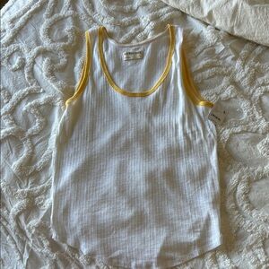 NWT Free People White and Yellow Tank Top